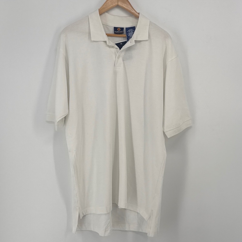 Puritan Special Edition Polo Shirt XL White 100% Cotton Short Sleeve Deadstock